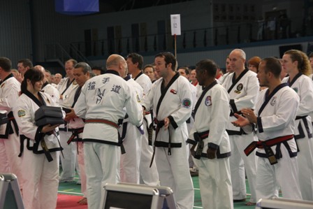 Master Forde with his students Kinga Jacek and Peter Murray