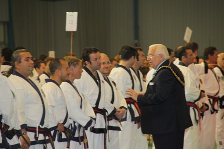 Master Forde and Master Zak & Master Claire Woon chatting with Lord Mayor of Cardiff.